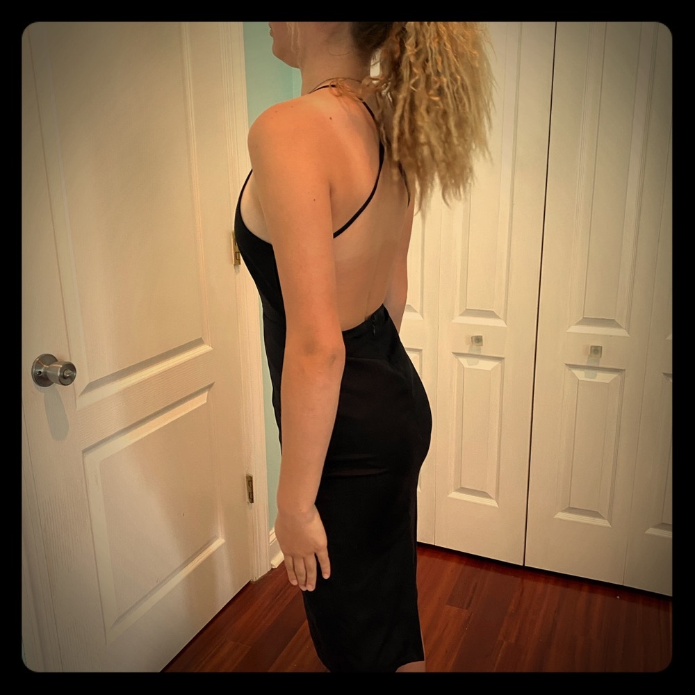 Backless black dress